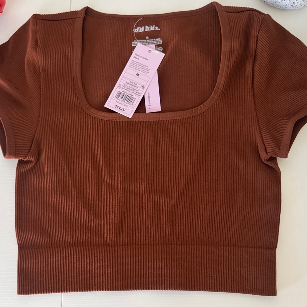 Wild Fable Women's Rust Ribbed crop top